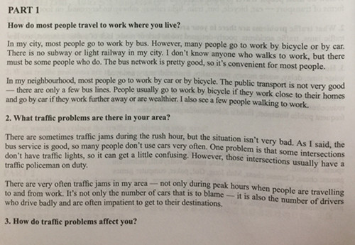 劍橋雅思6口語test3part1范文