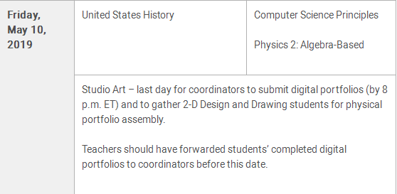 2019年AP各科考試時間 2019年AP各科考試時間