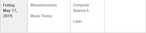 2019年AP各科考試時間