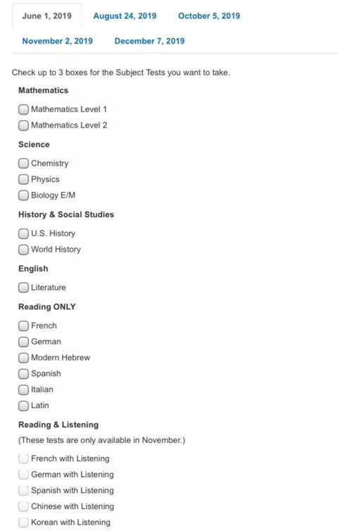 2019年下半年SAT考試時間