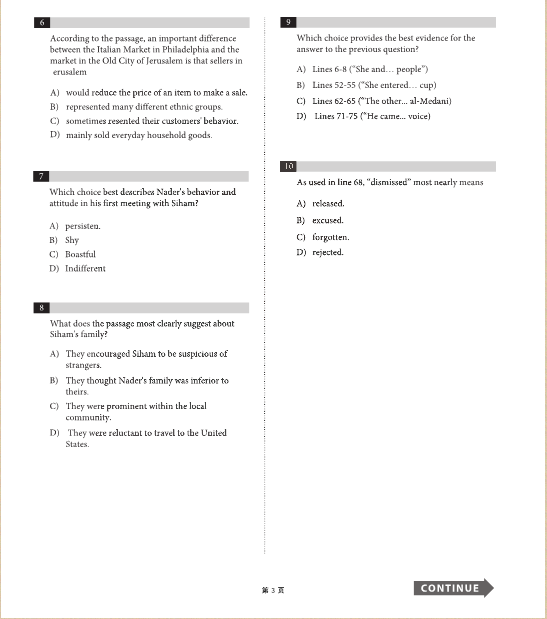 12月SAT亞太考試真題 12月SAT亞太考試真題