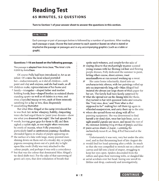 10月SAT亞太考試真題 10月SAT亞太考試真題