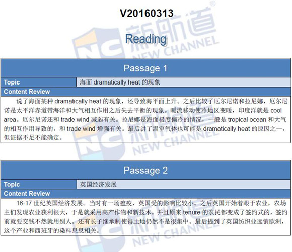 2016年3月13日托福真題回憶及解析